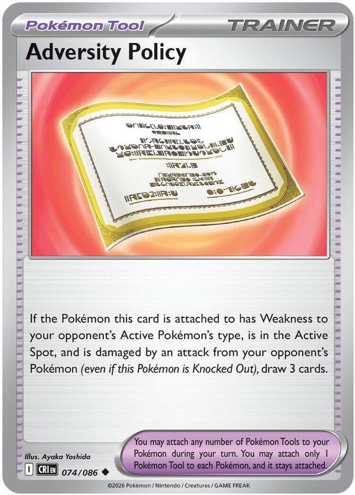 Adversity Policy - 074/086 - ME04: Chaos Rising (CRI) - Normal - Pokemon TCG Card