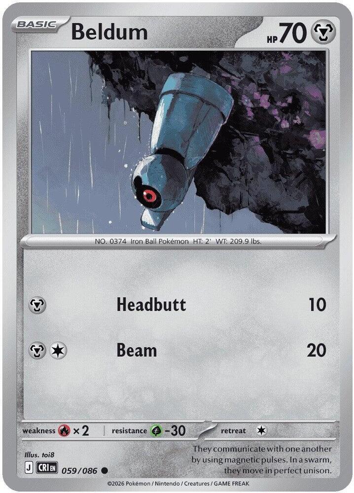 Beldum - 059/086 - ME04: Chaos Rising (CRI) - Normal - Pokemon TCG Card