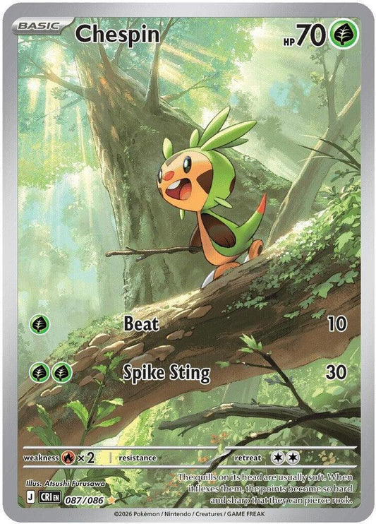 Chespin - 087/086 - ME04: Chaos Rising (CRI) - Illustration Rare