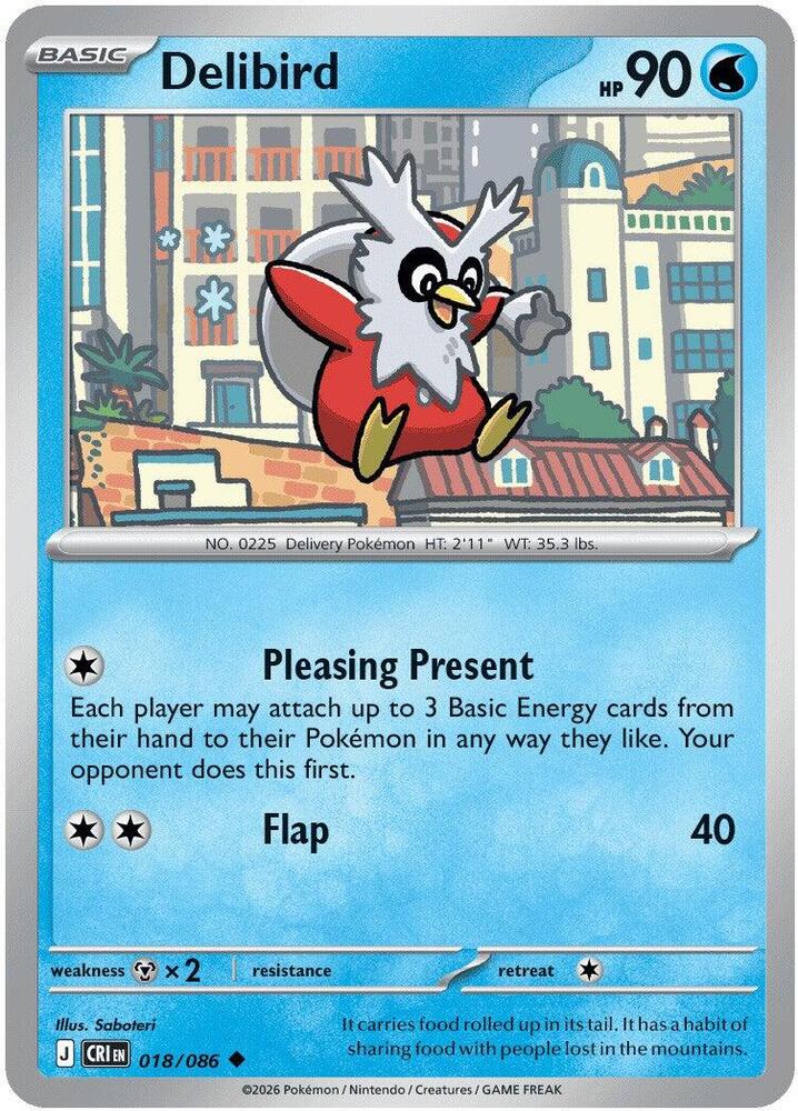 Delibird - 018/086 - ME04: Chaos Rising (CRI) - Normal - Pokemon TCG Card