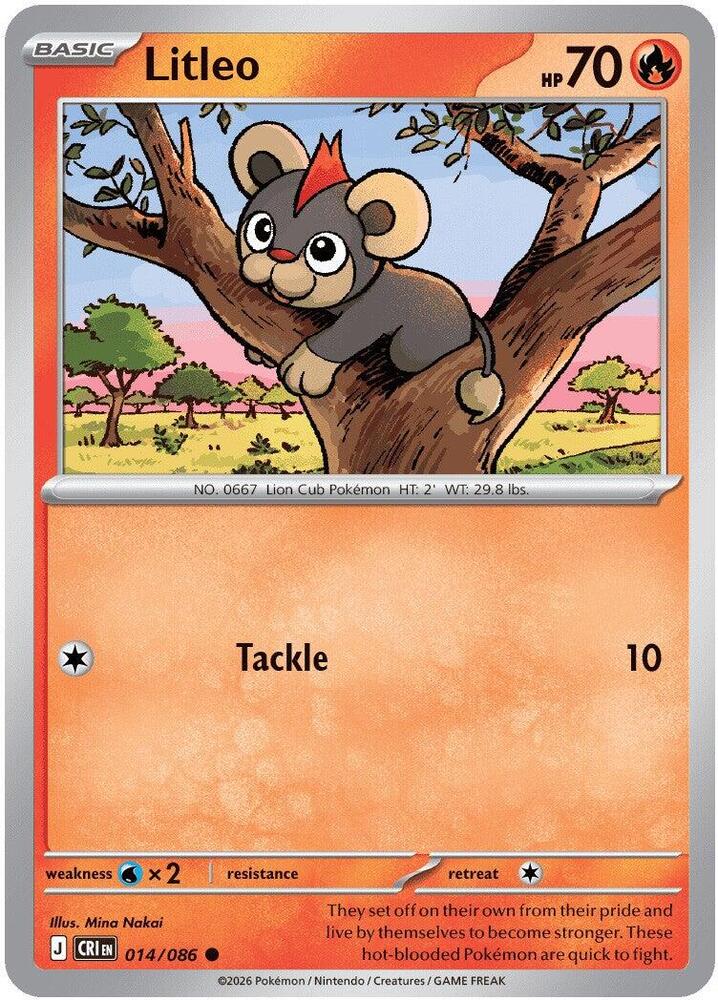 Litleo - 014/086 - ME04: Chaos Rising (CRI) - Normal - Pokemon TCG Card