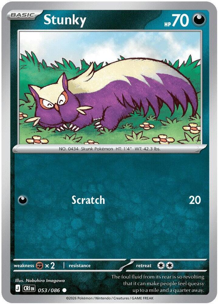 Stunky - 053/086 - ME04: Chaos Rising (CRI) - Normal - Pokemon TCG Card