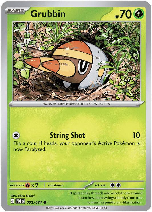 Grubbin - 002/084 - ME05: Pitch Black (PBL) - Reverse Holofoil - Pokemon TCG Card