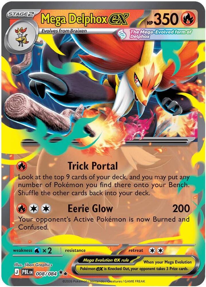 Mega Delphox ex - 008/084 - ME05: Pitch Black (PBL) - Holofoil - Pokemon TCG Card