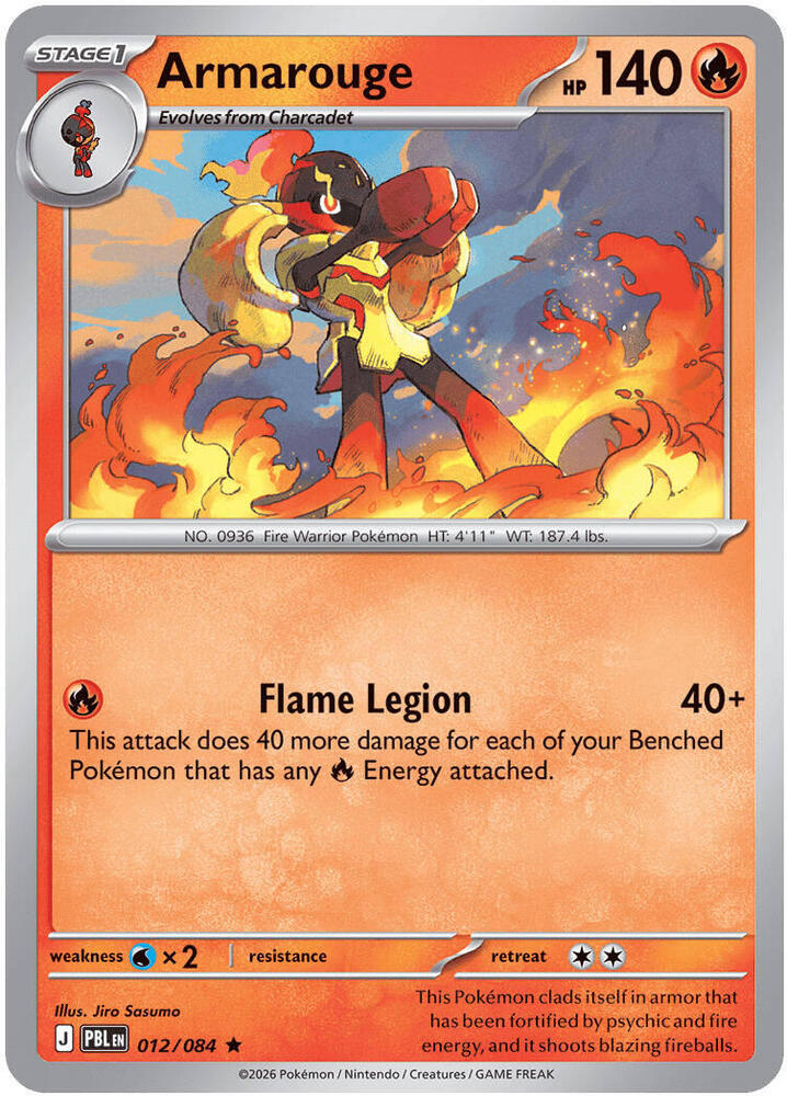 Armarouge - 012/084 - ME05: Pitch Black (PBL) - Rare - Reverse Holofoil - Pokemon TCG Card