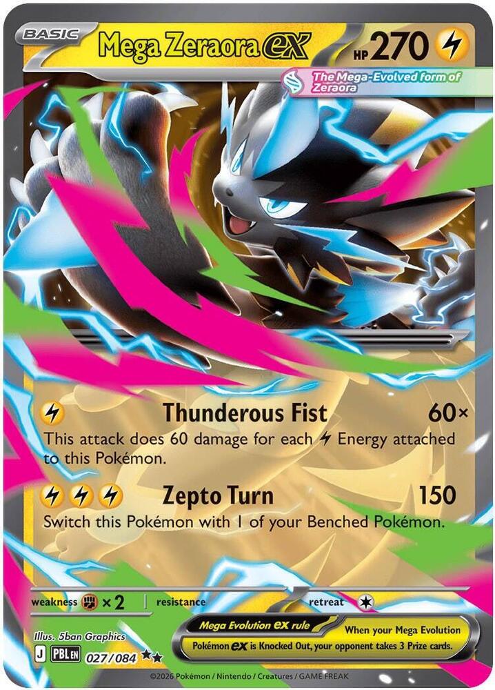 Mega Zeraora ex - 027/084 - ME05: Pitch Black (PBL) - Double Rare - Holofoil - Pokemon TCG Card