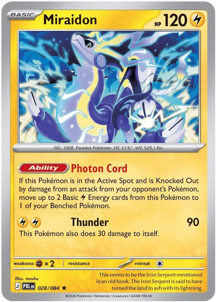 Miraidon - 028/084 - ME05: Pitch Black (PBL) - Reverse Holofoil - Pokemon TCG Card