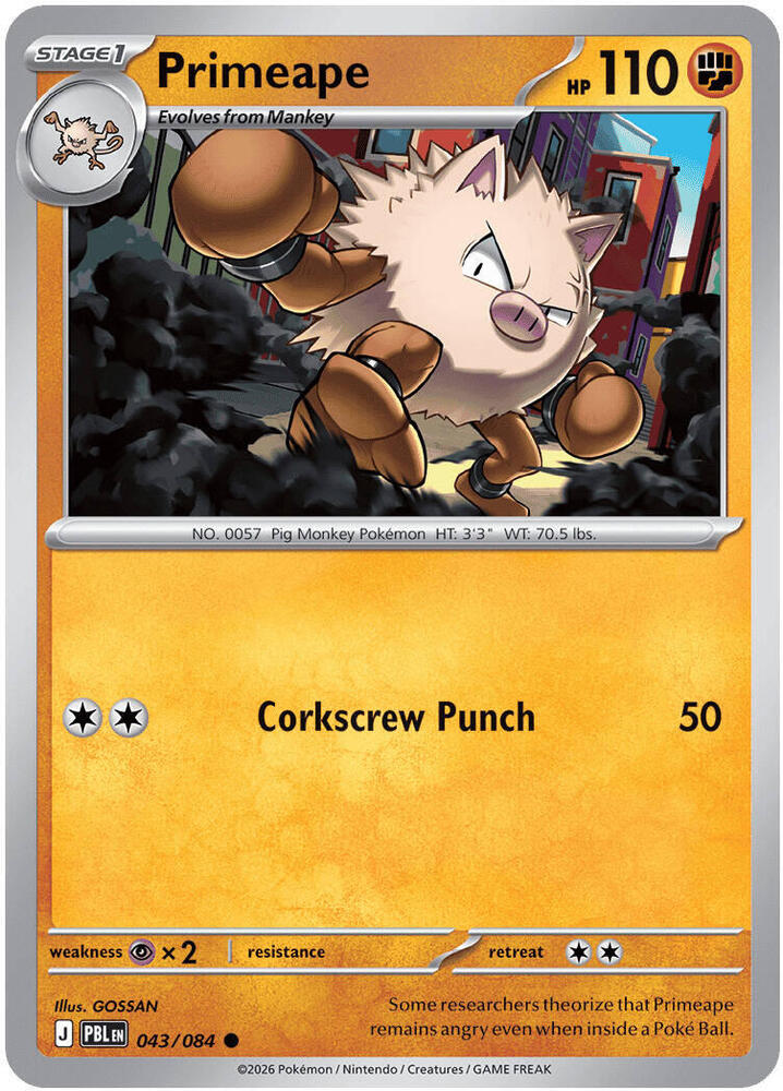 Primeape - 043/084 - ME05: Pitch Black (PBL) - Normal - Pokemon TCG Card