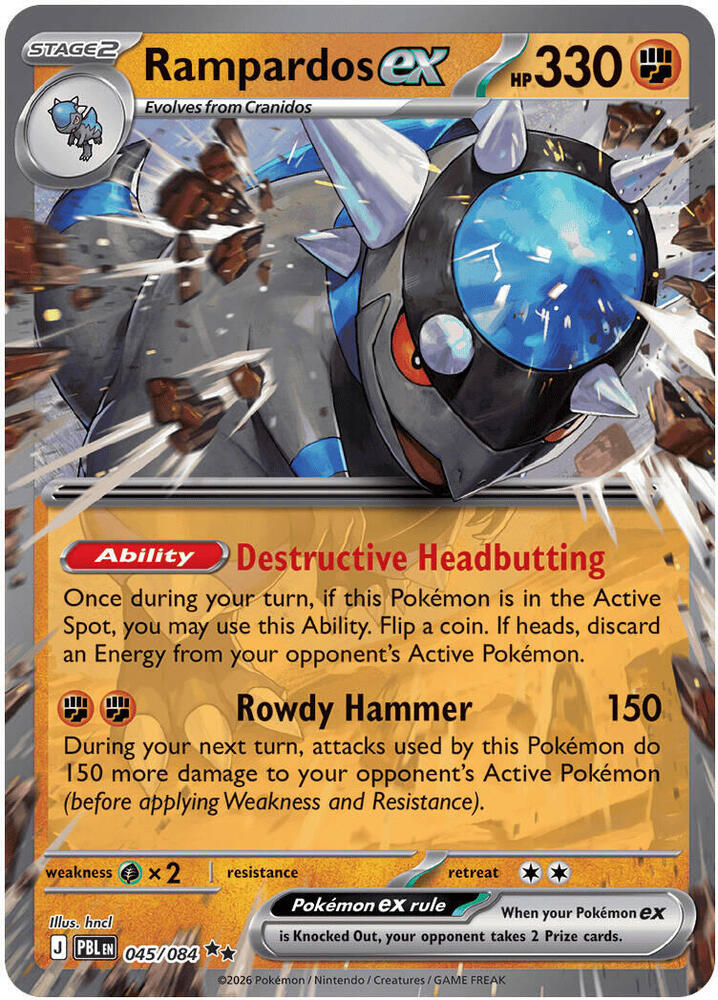 Rampardos ex - 045/084 - ME05: Pitch Black (PBL) - Double Rare - Holofoil - Pokemon TCG Card