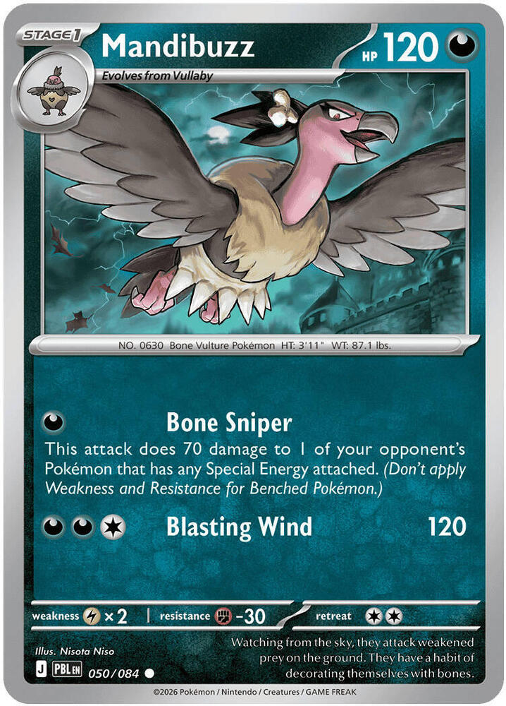 Mandibuzz - 050/084 - ME05: Pitch Black (PBL) - Reverse Holofoil - Pokemon TCG Card
