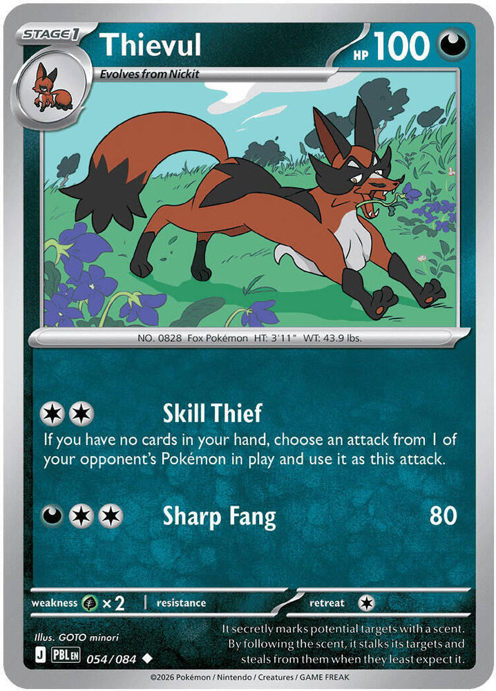 Thievul - 054/084 - ME05: Pitch Black (PBL) - Uncommon - Normal - Pokemon TCG Card