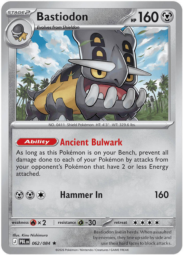 Bastiodon - 062/084 - ME05: Pitch Black (PBL) - Rare - Reverse Holofoil - Pokemon TCG Card