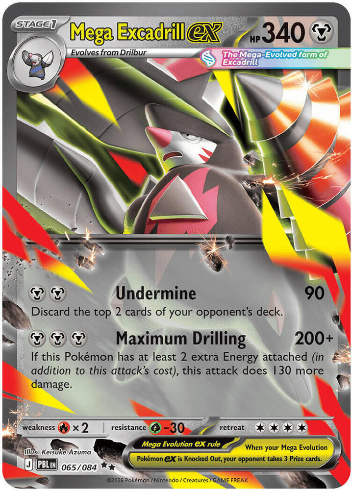 Mega Excadrill ex - 065/084 - ME05: Pitch Black (PBL) - Double Rare - Holofoil - Pokemon TCG Card
