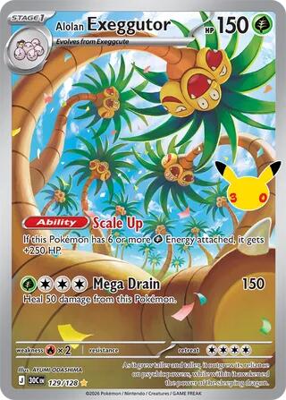 Alolan Exeggutor - 129/128 - ME: 30th Celebration (30C) - Illustration Rare - Holofoil - Pokemon TCG Card