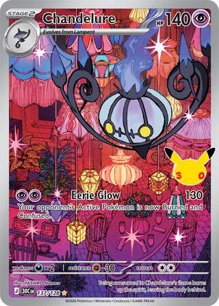 Chandelure - 137/128 - ME: 30th Celebration (30C) - Illustration Rare - Holofoil - Pokemon TCG Card