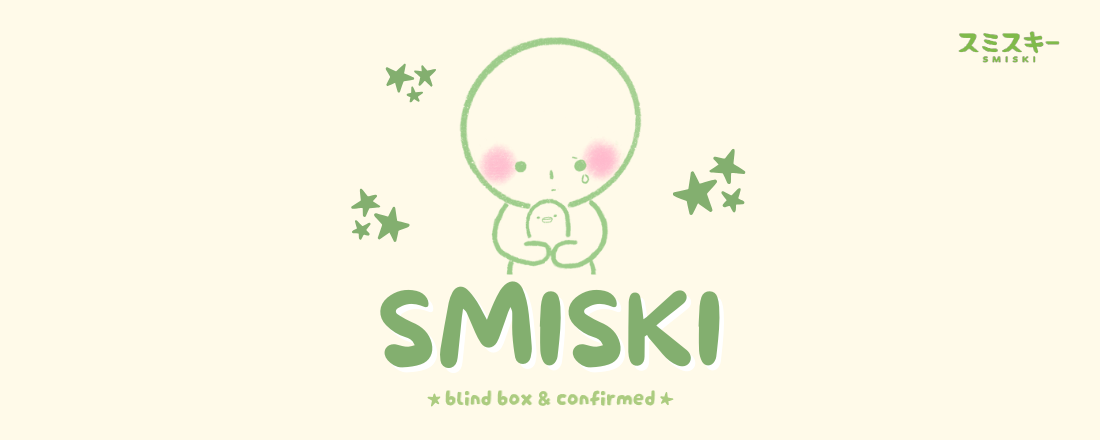 SMISKI logo with a cute character on a light green background