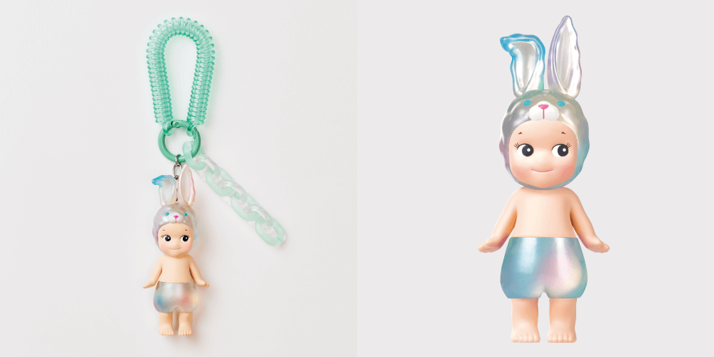 mint rabbit charm keychain