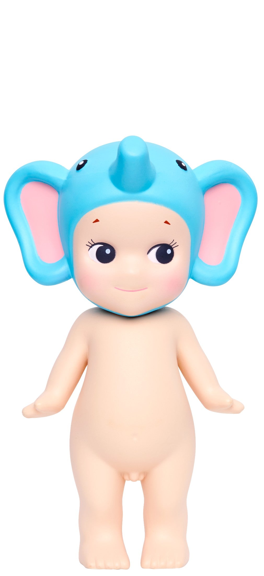 Sonny Angel Toy figure with blue elephant head and beige body on a white background