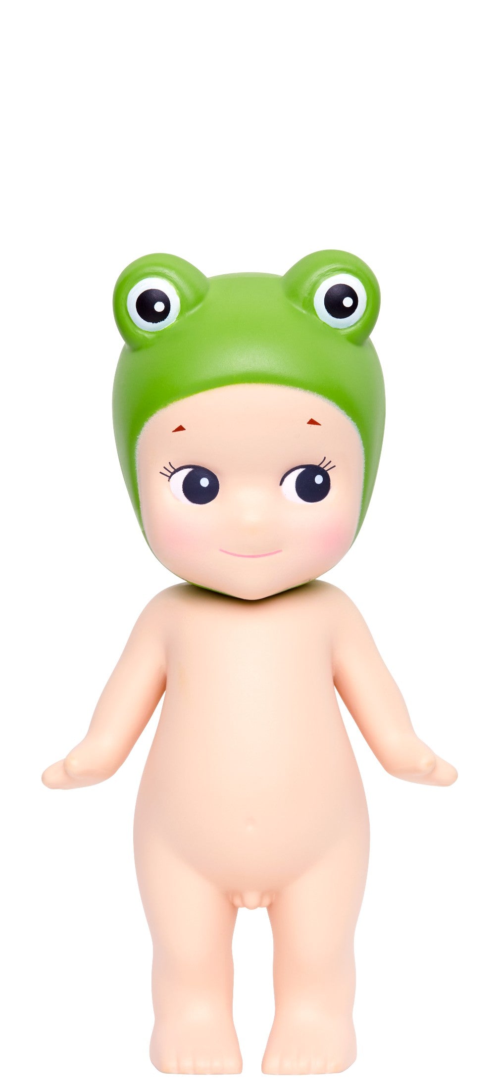Sonny Angel Toy figure with a green frog hat on a white background