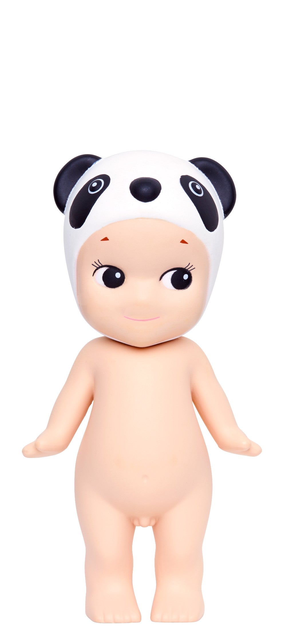 Sonny Angel Naked doll with panda hat on a white background