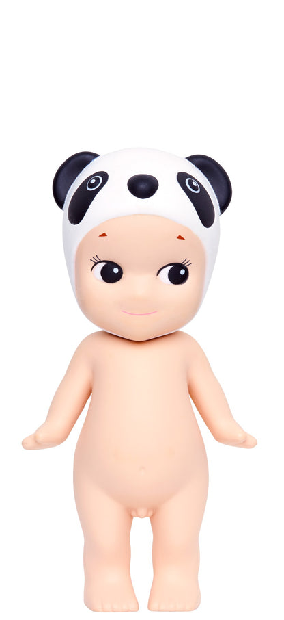 Sonny Angel Naked doll with panda hat on a white background