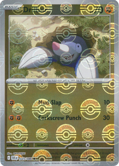 Drilbur (Poke Ball Pattern) - 045/086 - SV: Black Bolt (BLK)