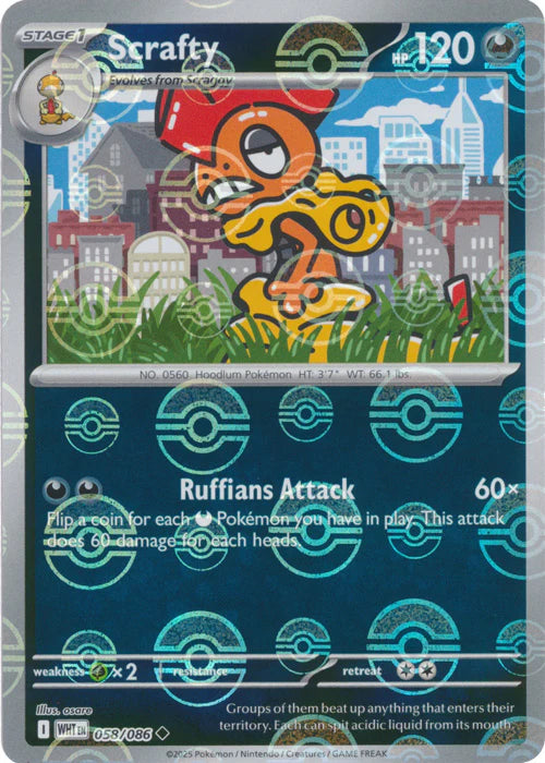 Scrafty (Poke Ball Pattern) - 058/086 - SV: White Flare (WHT)
