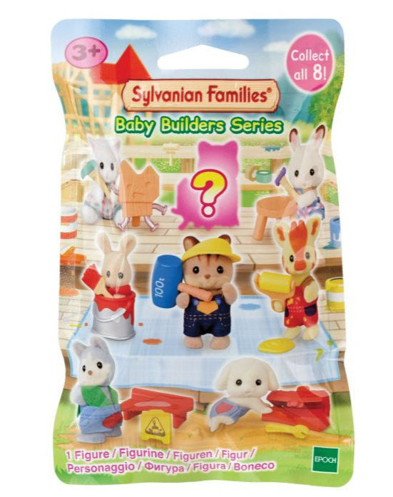 Sylvanian Families Baby Builders Series packaging with figures and question mark