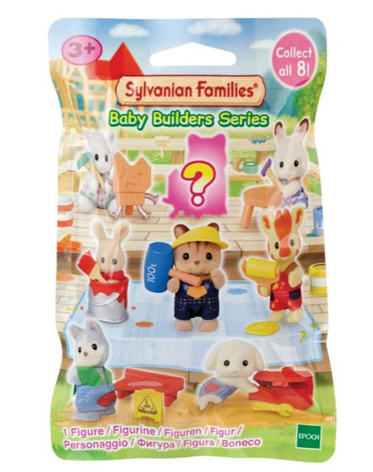 Sylvanian Families Baby Builders Series packaging with figures and question mark
